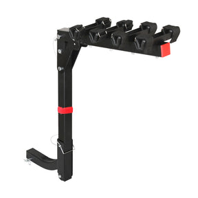 Black foldable four bike hitch carrier rack for cars and SUVs