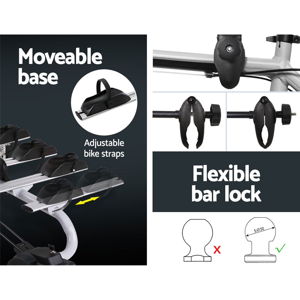 Harelbeke Towbar Bike Carrier Rack, 4 Bike, 60kg, Black and Silver