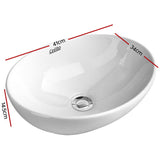 White oval ceramic vanity basin, side profile