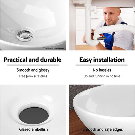 White oval ceramic vanity basin styled on bathroom vanity