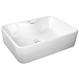 White ceramic vanity wash basin, 48x38cm rectangular above counter