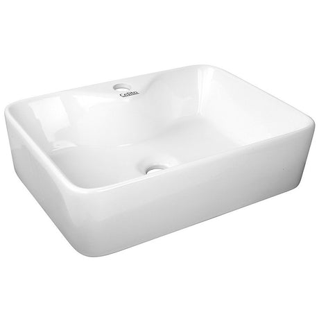 White ceramic vanity wash basin, 48x38cm rectangular above counter