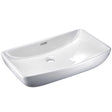 Large white high gloss ceramic above counter basin, 60x38cm