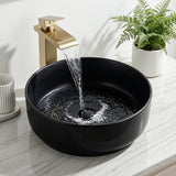 Round ceramic vessel basin in matte black, 35.5cm above counter basin