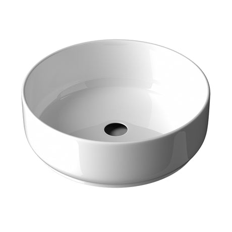Round ceramic vessel basin in gloss white, 35.5cm above counter basin