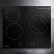 Black 60 cm ceramic cooktop with three burners and touch controls