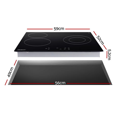 Dual ring cooking zone marked on the black ceramic glass