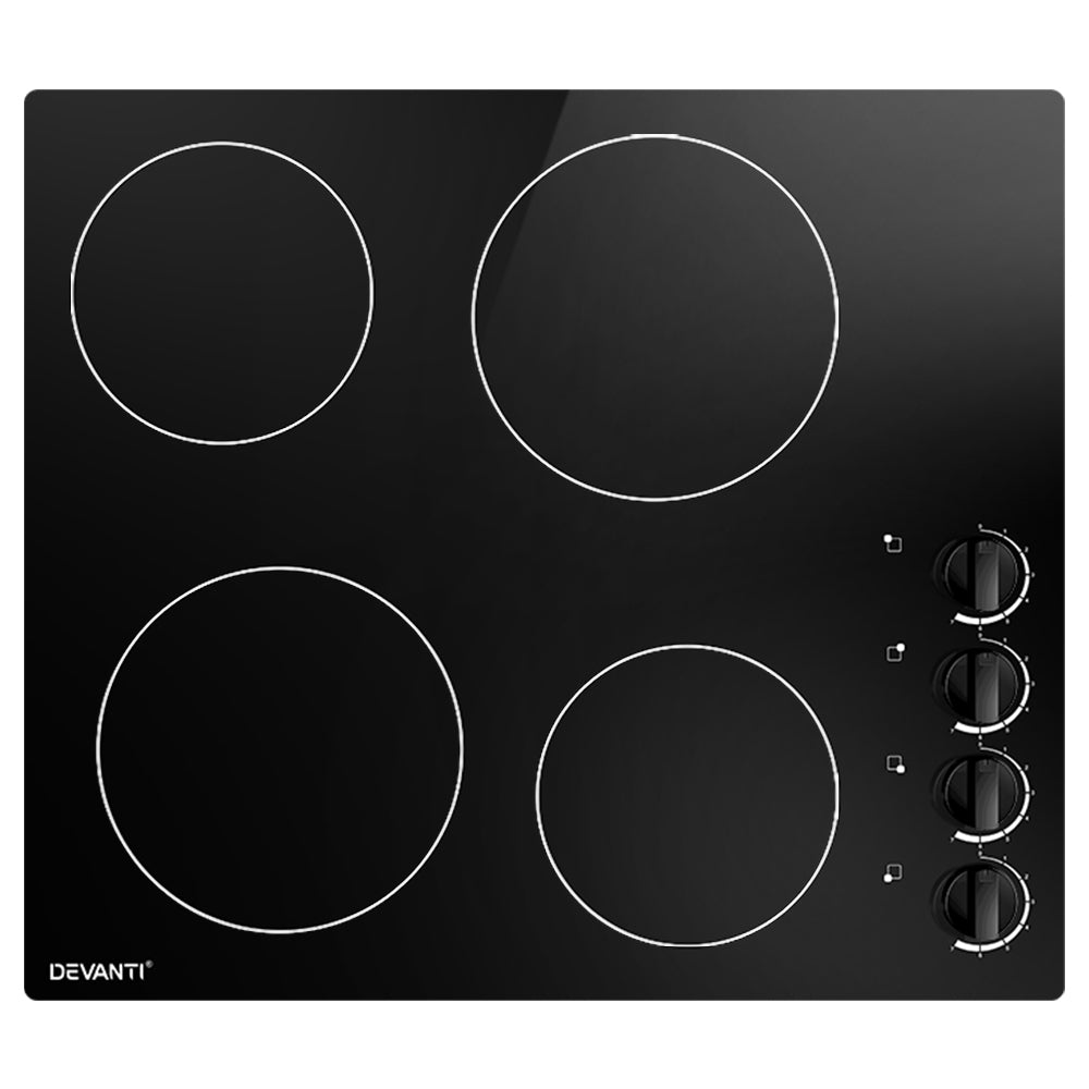 Side knob controls and LED display on the ceramic cooktop