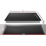 Cooking zone markings on the black ceramic glass surface