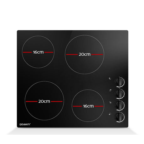 60 cm ceramic cooktop installed in a kitchen benchtop