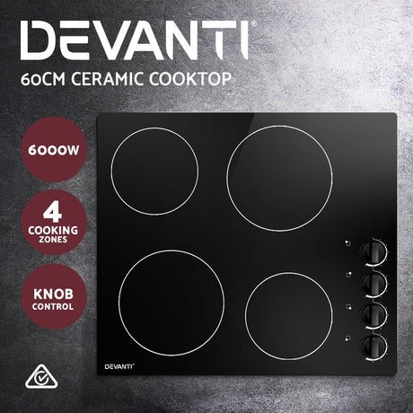 Pot heating on a zone of the black ceramic cooktop