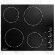Black 60 cm ceramic cooktop with four zones and side knobs, top view