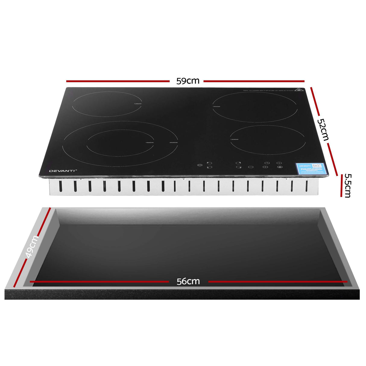 Touch control panel with nine power levels and timer