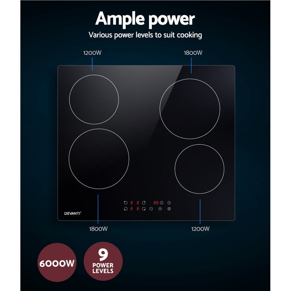 Cookware heating on the 6000 W ceramic cooktop