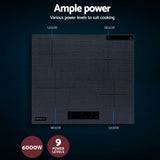 Pan heating on a zone of the grey 6000 W cooktop