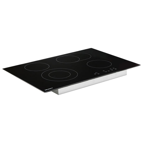 77 cm ceramic cooktop installed flush in a kitchen benchtop