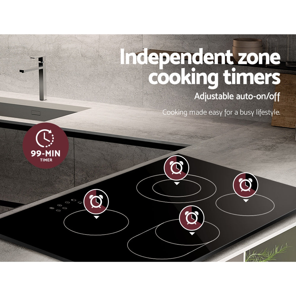 Dimension diagram of the 77 cm ceramic cooktop