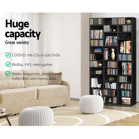 Artiss Black CD Storage Bookshelf