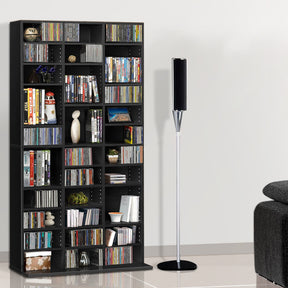Newbury black CD storage rack bookshelf for media collections