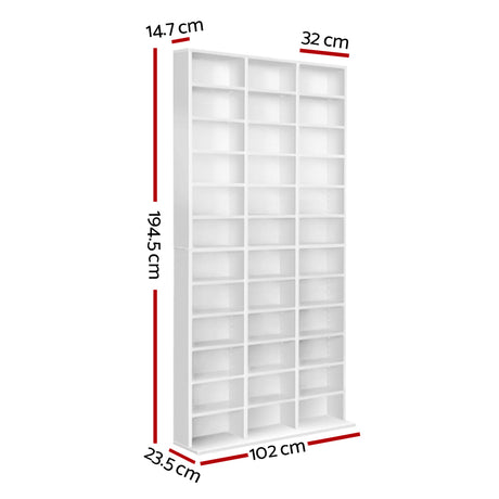 Artiss BERT White Bookshelf CD Storage Rack
