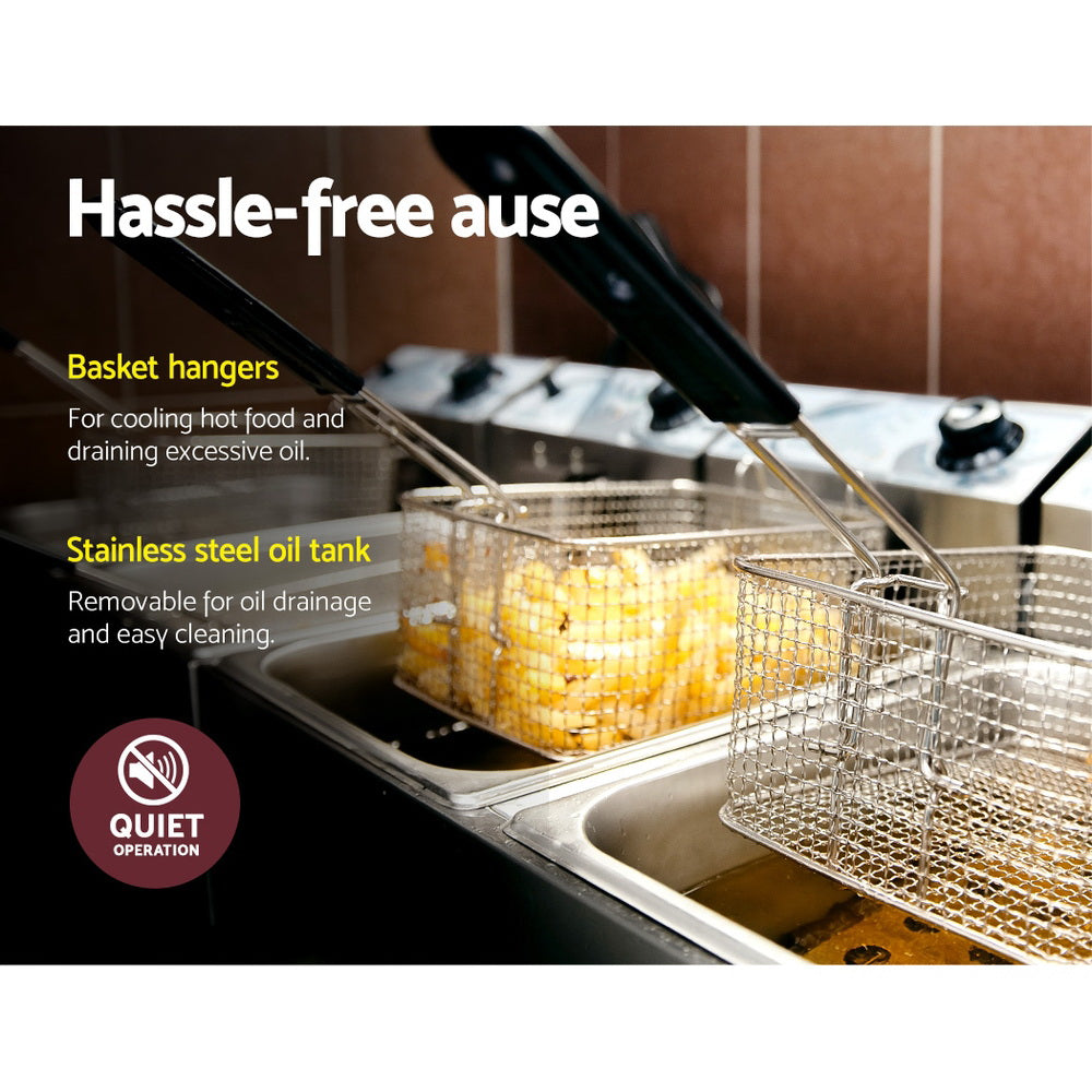 Non slip rubber feet on the base of the commercial deep fryer