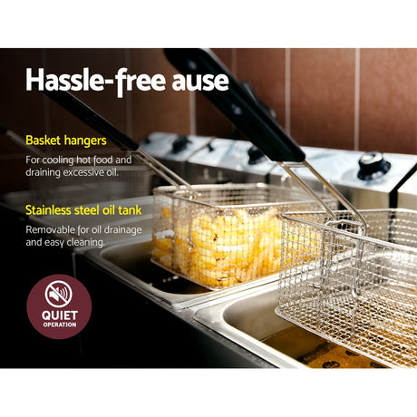 Non slip rubber feet on the base of the commercial deep fryer