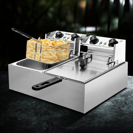 Dimension diagram of the twin tank deep fryer, 62 x 41.5 x 30 cm