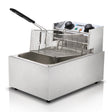 Silver 10 L single basket commercial deep fryer with control knobs
