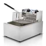Silver 10 L single basket commercial deep fryer with control knobs
