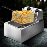 Dimension diagram of the 10 L 2200 W commercial deep fryer