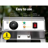Independent temperature controls and switches for each fryer tank