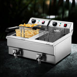 Dimension diagram of the commercial deep fryer, 57 x 62 x 34 cm