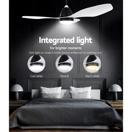 Devanti 48-Inch DC Motor Ceiling Fan with LED Light and Remote — White — Allure Home Collections