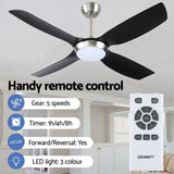 Devanti 52-Inch Ceiling Fan with DC Motor, LED Light and Remote — Black — Allure Home Collections