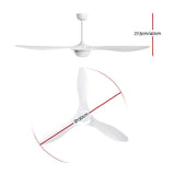 White ceiling fan 132 cm mounted above a bedroom