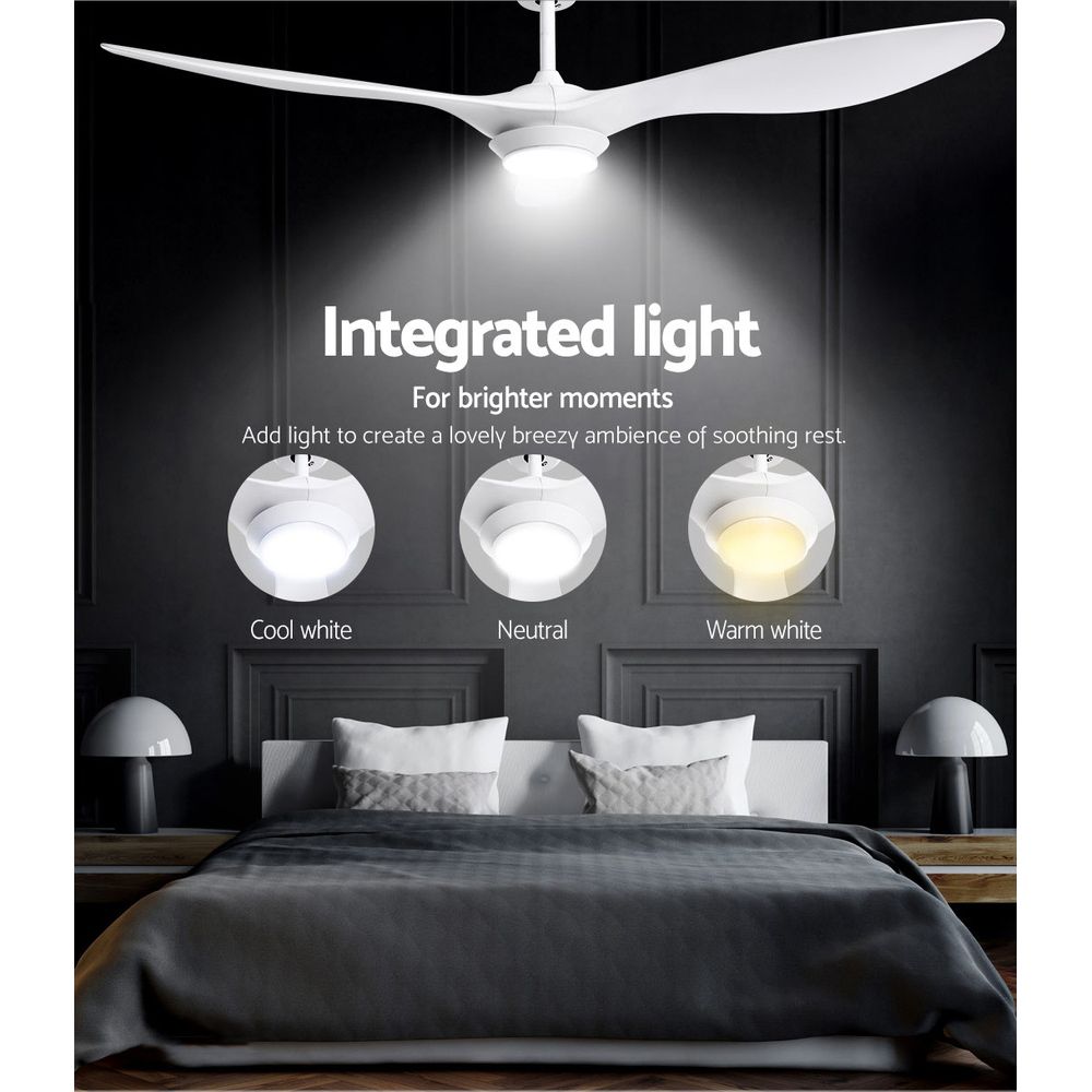LED light showing warm white, neutral and cool white settings