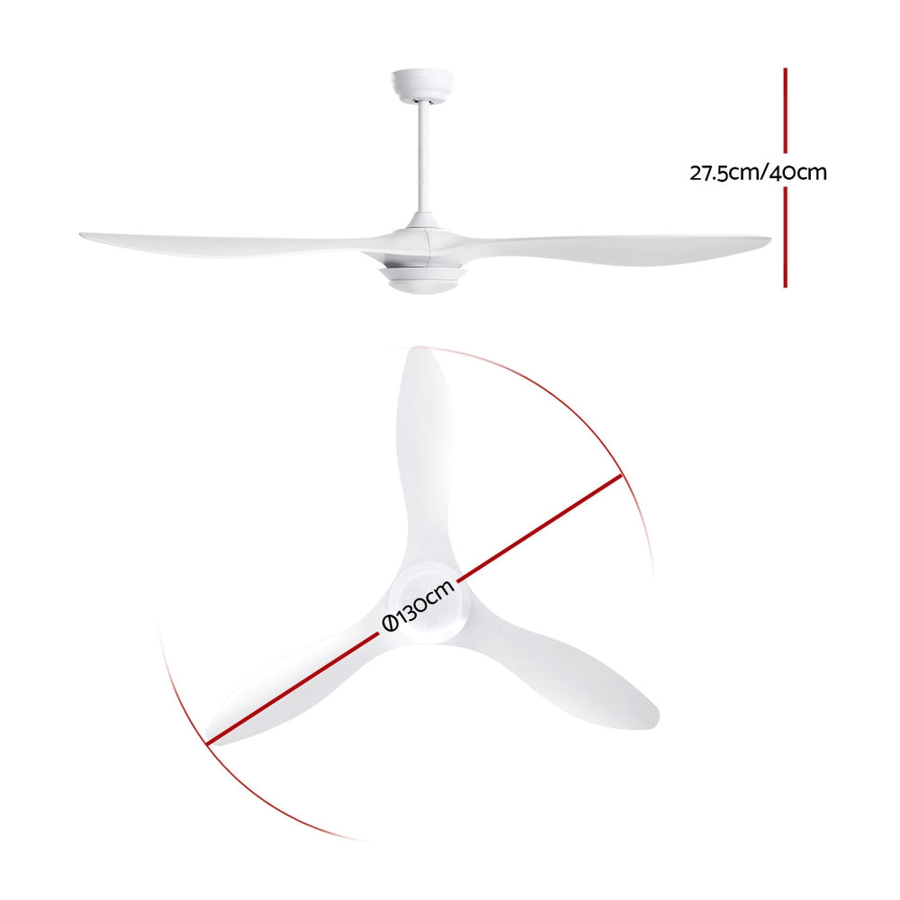 Devanti 52-Inch DC Motor Ceiling Fan with LED Light and Remote — White — Allure Home Collections