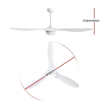 Devanti 52-Inch DC Motor Ceiling Fan with LED Light and Remote — White — Allure Home Collections