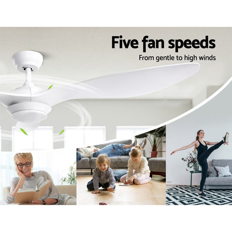 Devanti 52-Inch DC Motor Ceiling Fan with LED Light and Remote — White — Allure Home Collections