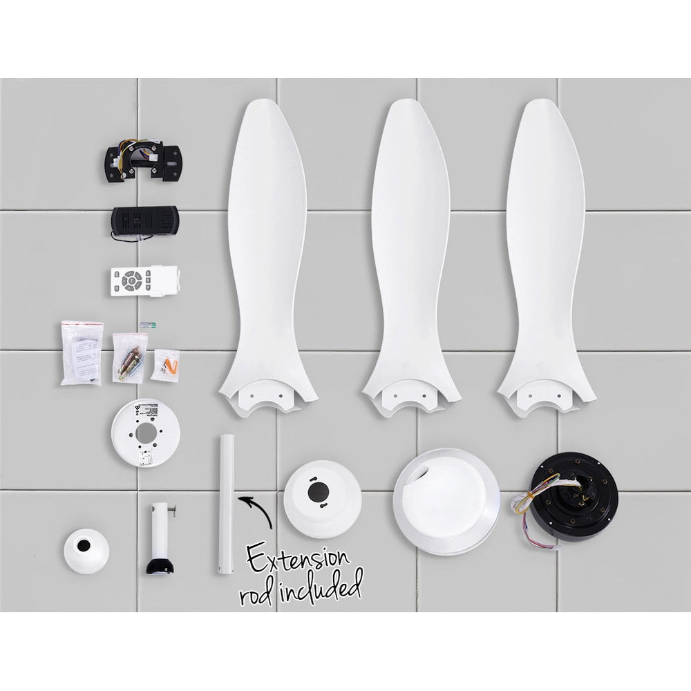 Devanti 52-Inch DC Motor Ceiling Fan with LED Light and Remote — White — Allure Home Collections