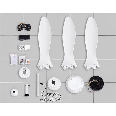 Devanti 52-Inch DC Motor Ceiling Fan with LED Light and Remote — White — Allure Home Collections