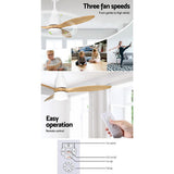 Ceiling fan LED light shown in three colour settings