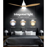 Side profile of the light wood ceiling fan with metal body