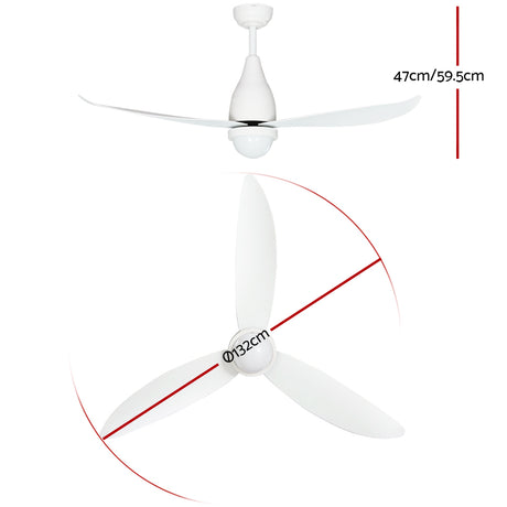 Devanti 52-Inch DC Motor Ceiling Fan with LED Light and Remote — White — Allure Home Collections