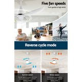 Devanti 52-Inch DC Motor Ceiling Fan with LED Light and Remote — White — Allure Home Collections