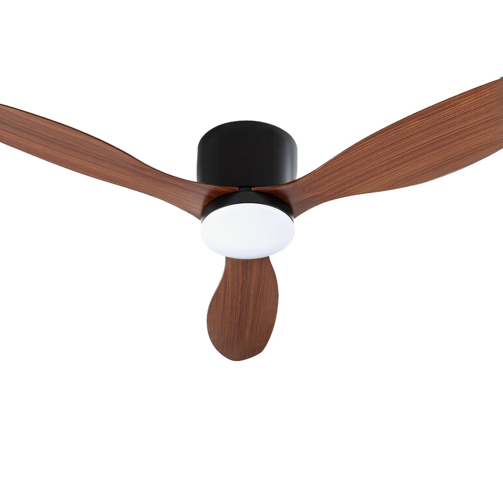 Dark wood 132 cm ceiling fan with three blades and built in LED light