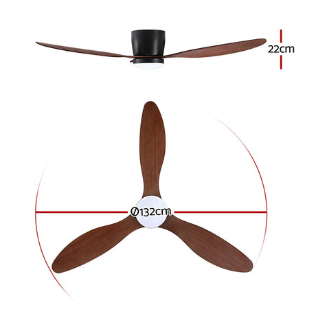 Ceiling fan 132 cm in dark wood finish mounted in a modern living room