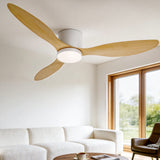 Light wood 132 cm ceiling fan with three blades and built in LED light