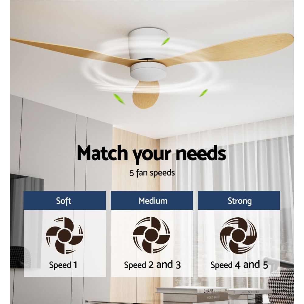 LED light of the ceiling fan showing three colour lighting settings