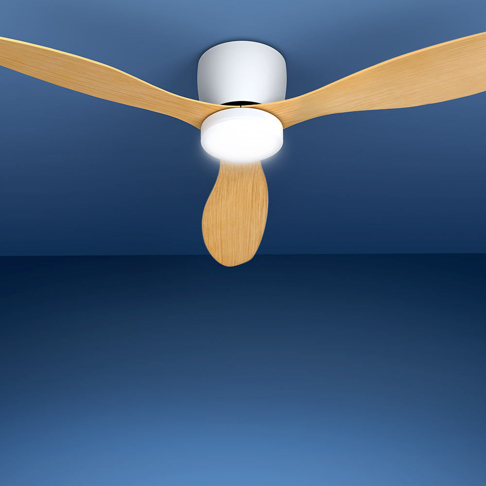 Devanti 52-Inch DC Motor Ceiling Fan with LED Light and Remote — Light Wood — Allure Home Collections